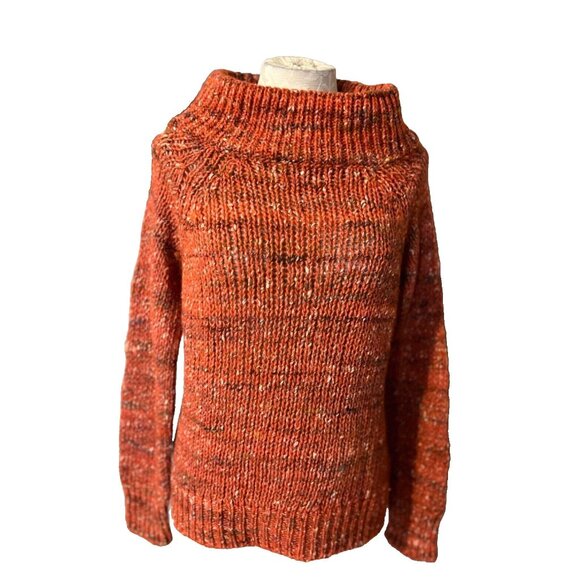 Anthropologie Moth Sweater Orange M Medium Thick Collar Pullover Mutli Flecks - Picture 3 of 11